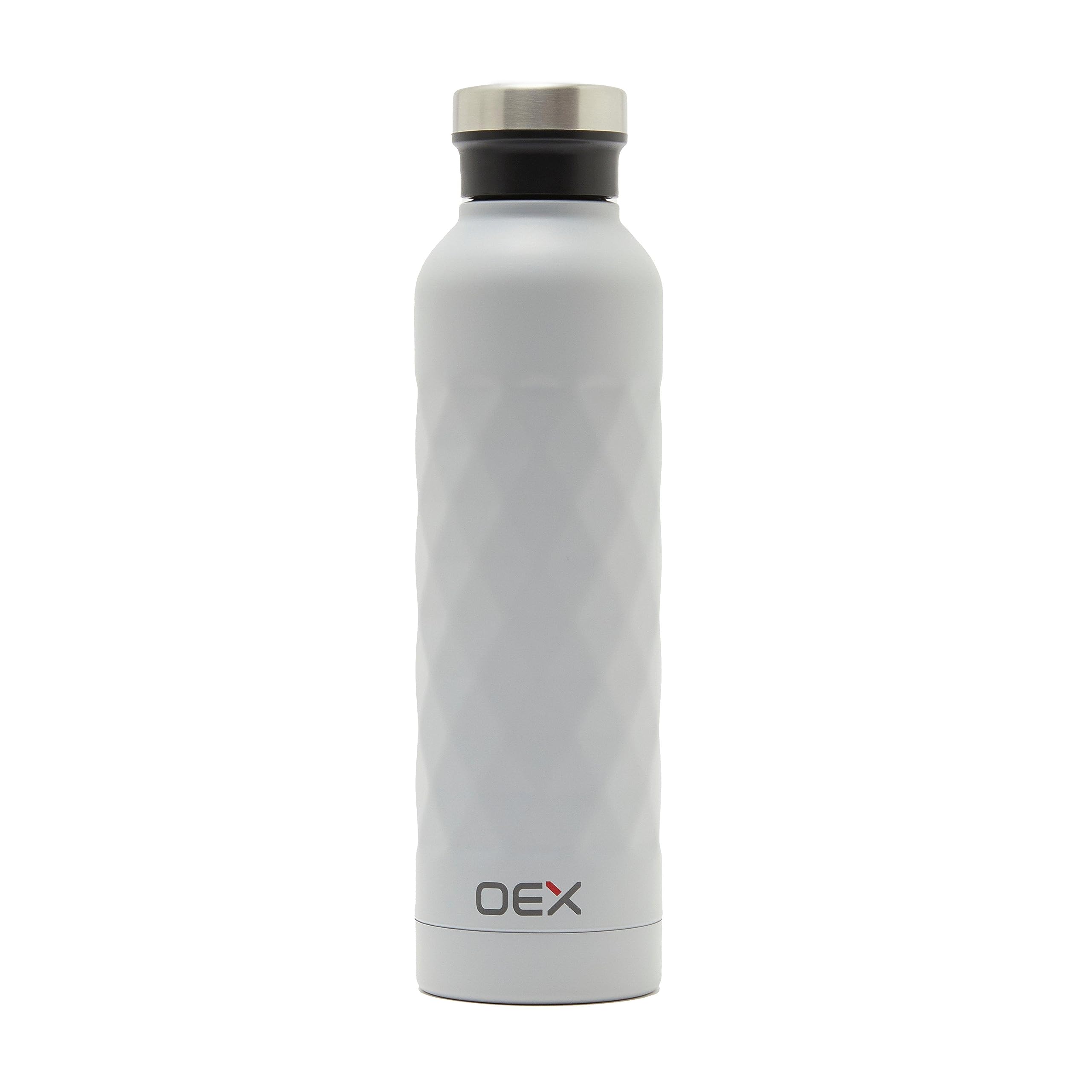 OEX Double Wall Drinks Bottle, Stainless Steel Water Bottle, Thermal Flask, Hydro Flask, Suitable for Hot or Cold Drinks, Light Grey, 500ml
