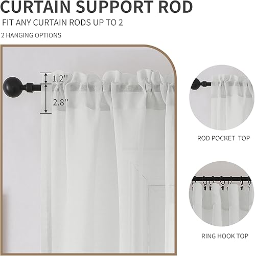 Miniatura 4 de CUCRAF Paneles de cortinas traslúcidas para sala de estar, dormitorio, tratamiento de semi ventana, bolsillo para barra, (54 pulgadas de ancho x 72