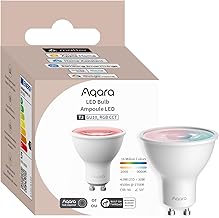 Aqara T2(GU10, RGB CCT) LED Bulb, Thread/Zigbee, Dimmable White, 2000K-9000K, RGB Color Changing with 16 Million Colors, 30W Equivalent, Matter, Compatible HomeKit, Alexa, Google Home