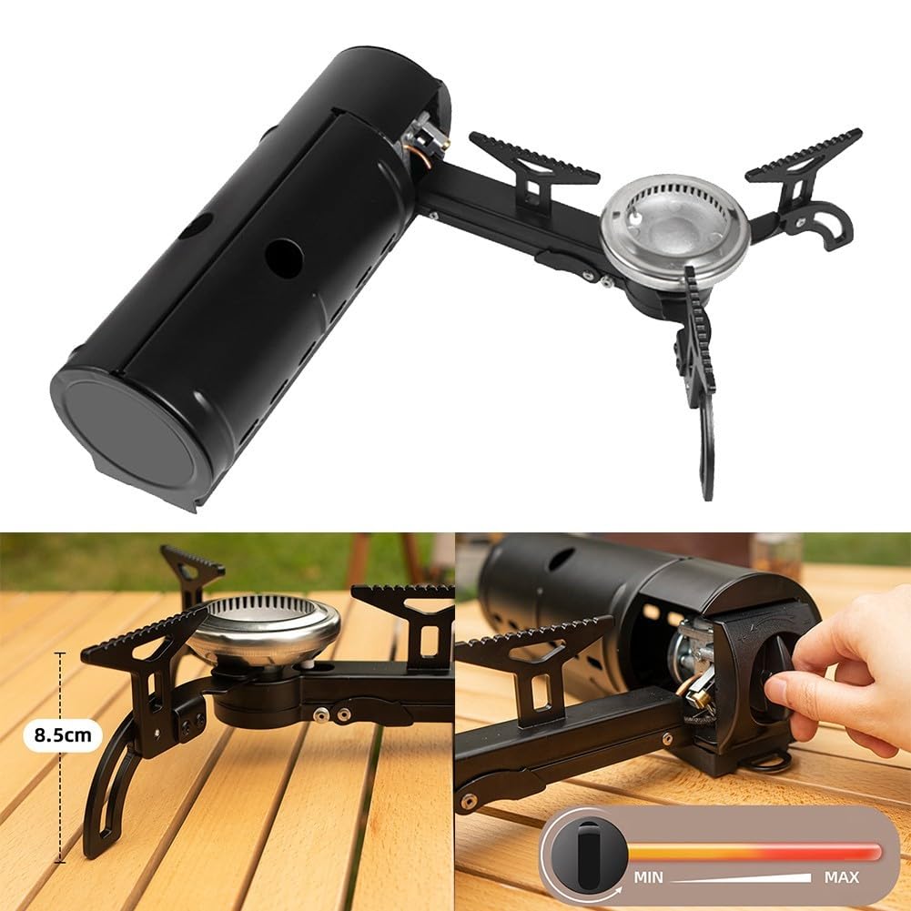 Réchaud à cassette de camping 2670 W - Portable et pliable - Réchaud à gaz - Réchaud à gaz - Pour randonnée, barbecue, voyage - Système de chauffage ( kaki