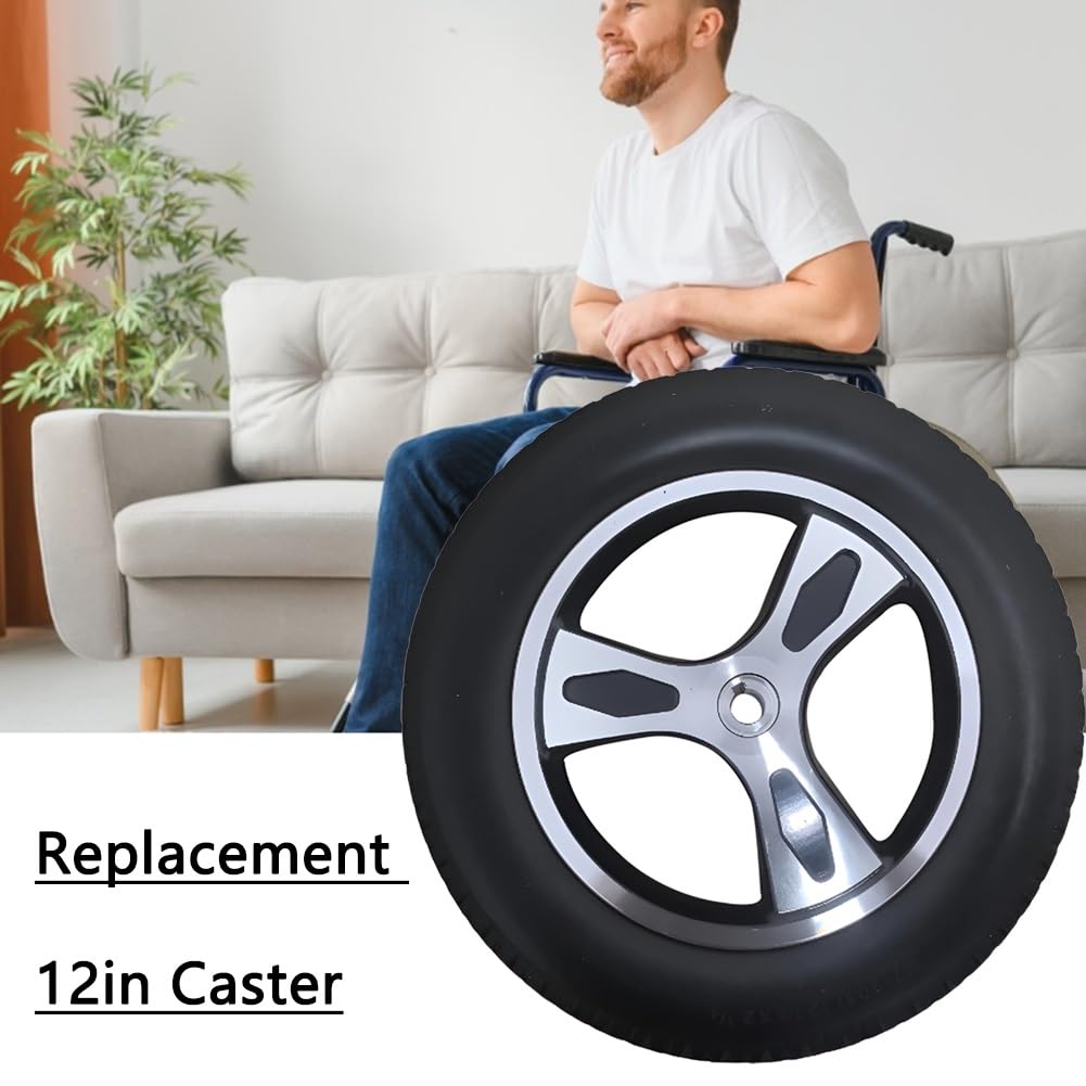 Ruedas Traseras de 12 Pulgadas Para Silla de Ruedas Eléctrica, Ruedas de PU No Inflables para Andadores y Rollators