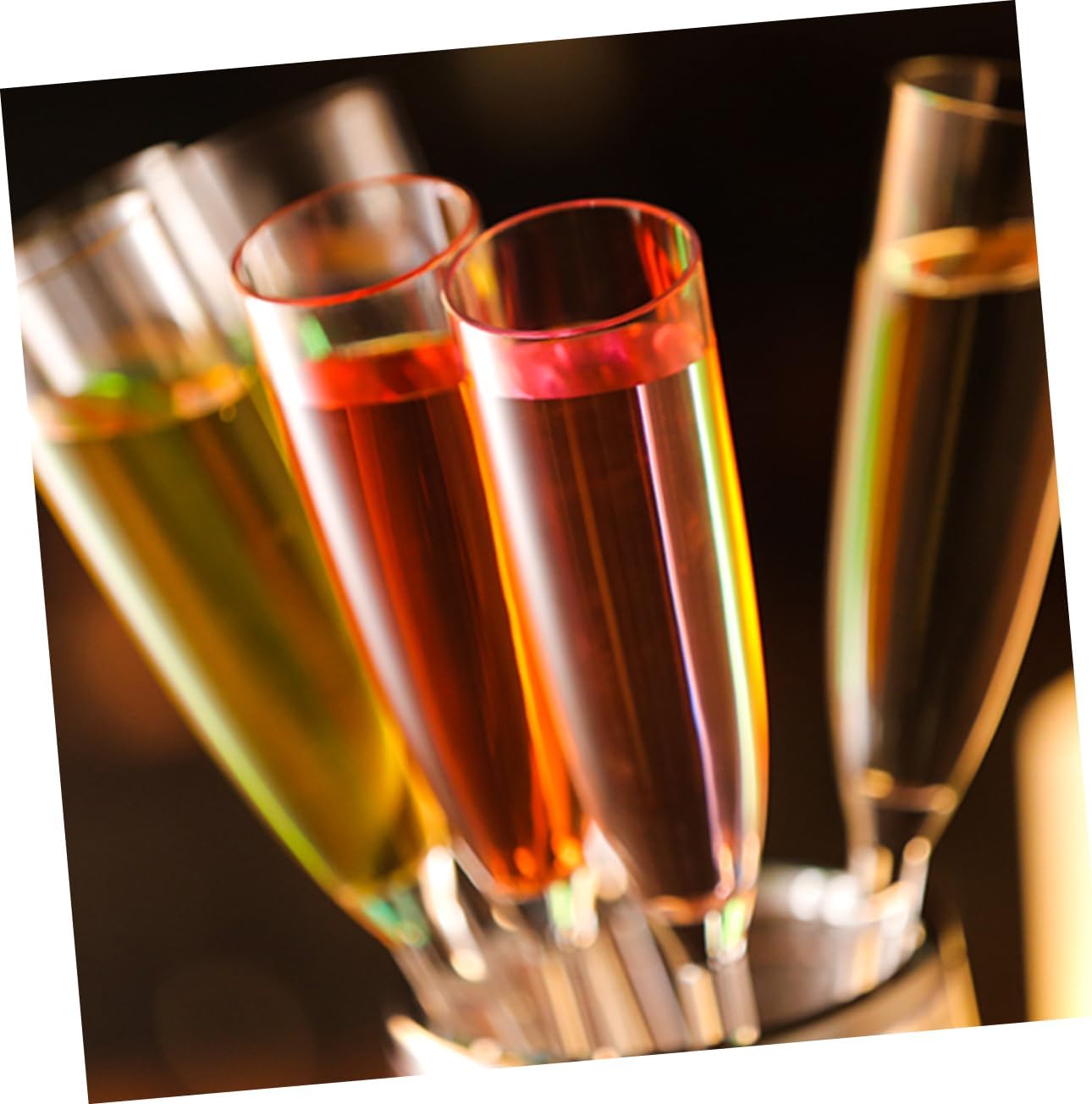 Happyyami Colorful Acrylic Goblet Set 7pcs High Stem Beach Cocktail Glasses Unbreakable and Lightweight for Weddings Parties and Special Occasions