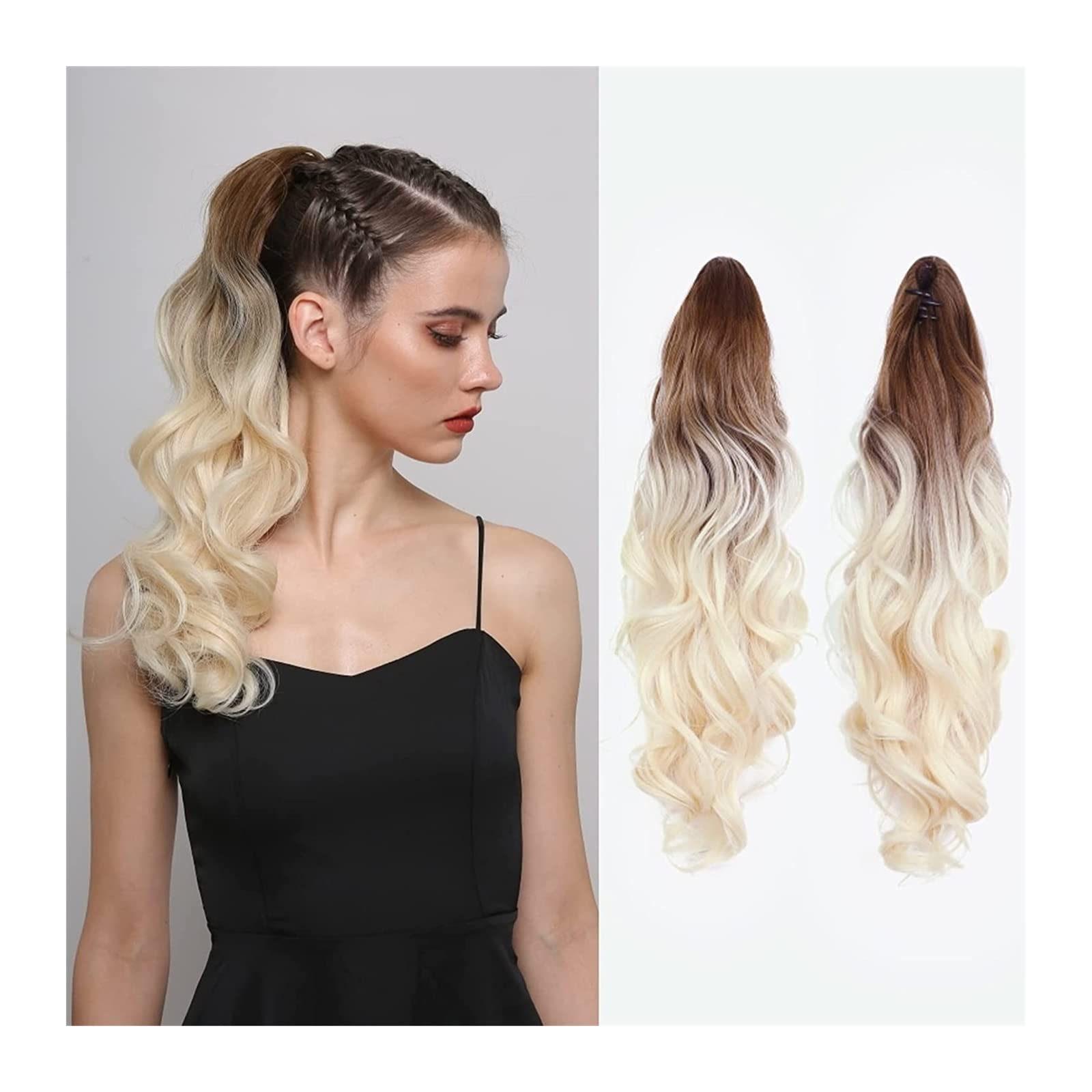 Haare Chignon 1er-Pack Messy Bun Claw Clip Pferdeschwanz Haarverlängerung 18" Curly Braided Synthetic Curly Pferdeschwanz Haarspange Damen Perücke Dutt Dutt-Haarteile für Frauen ( Color : 007 , Size :