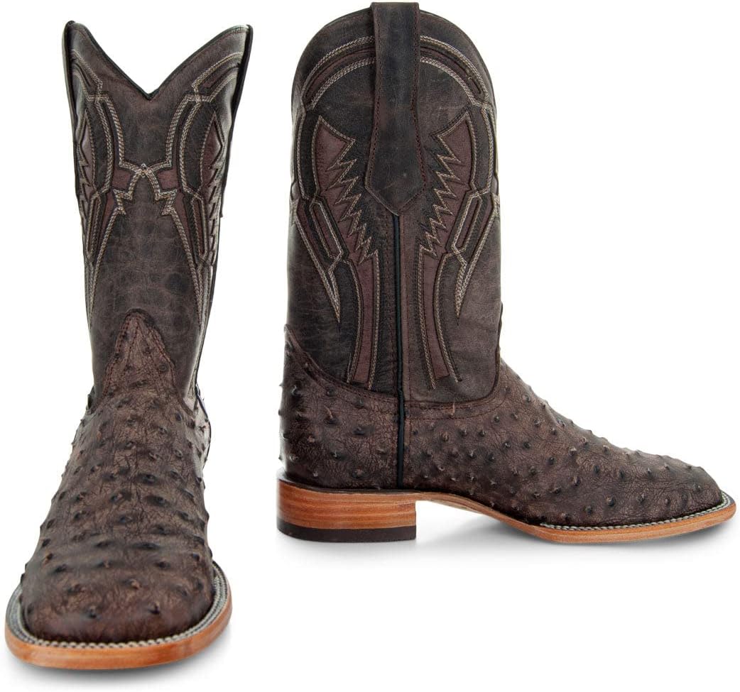 Soto Boots Men's Out of the Wild Ostrich Print Cowboy Boots, Exotic Print Men's Cowboy Boots, Western Boots For Men H50031