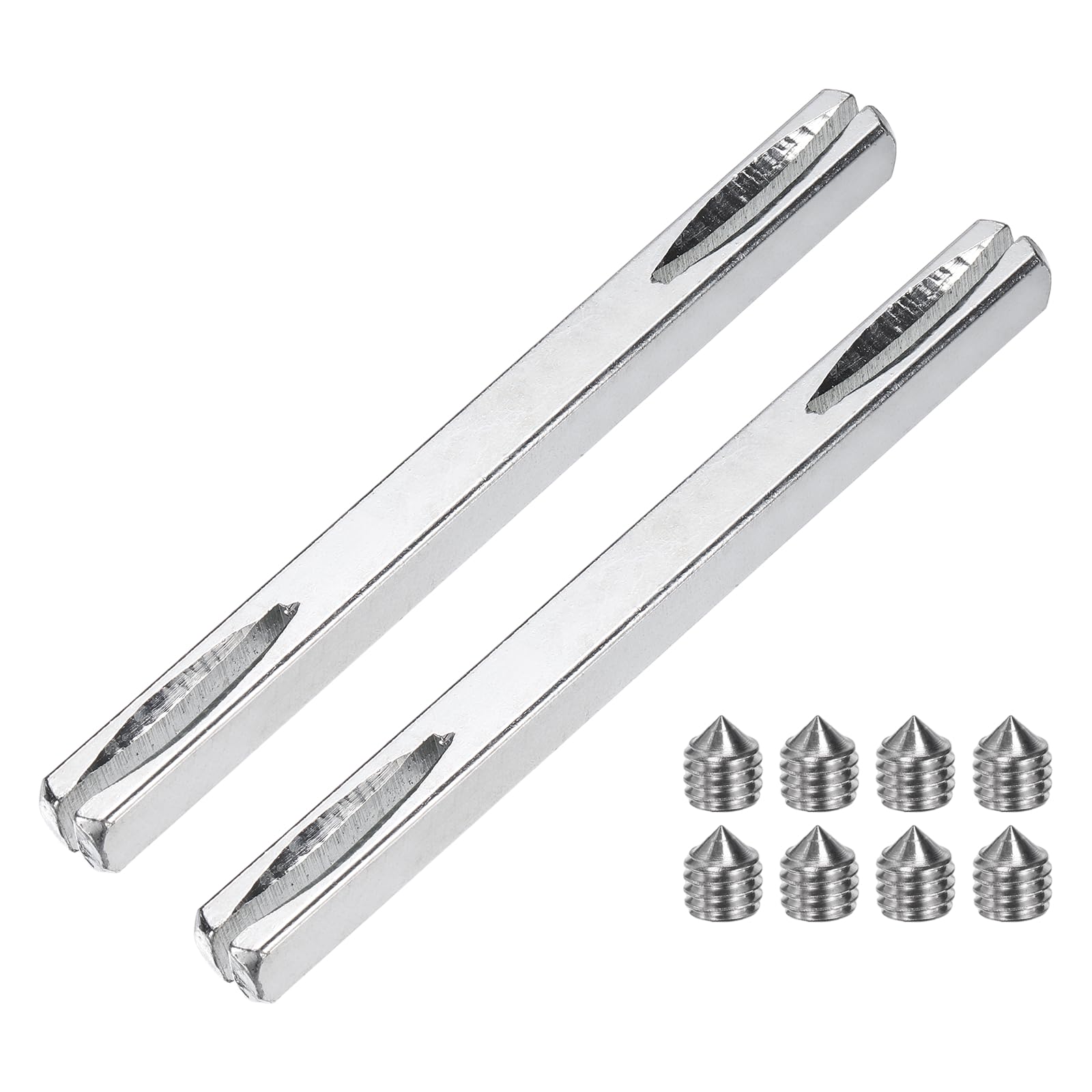 sourcing map 2 Pcs Door Knob Spindle, 100mm Long Spare Door Handle Spindle Bar with Hex Screws, Square Doors Handle Parts Lock Replacement Part for Furniture Assembly, DIY Projects, Silver Tone — image 1