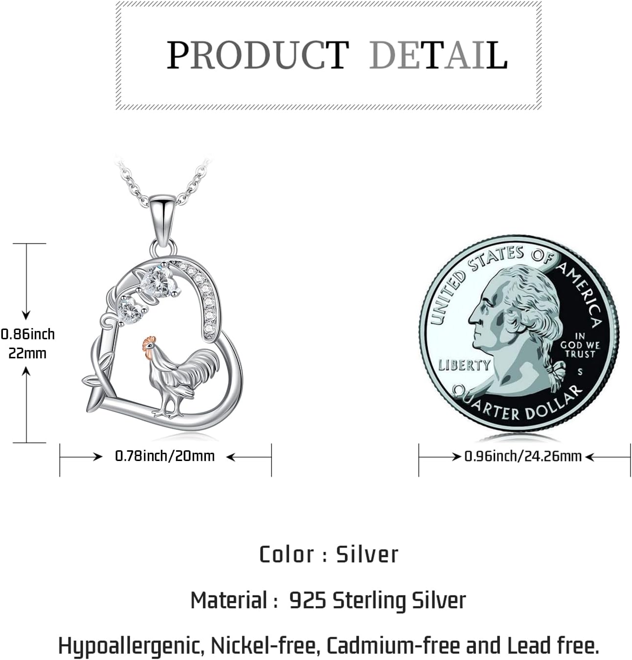 Heart Animal Necklace 925 Sterling Silver Cute Animal Pendant Jewelry Birthday Gifts for Women Girlfriend Mom Animal Lovers - Image 5