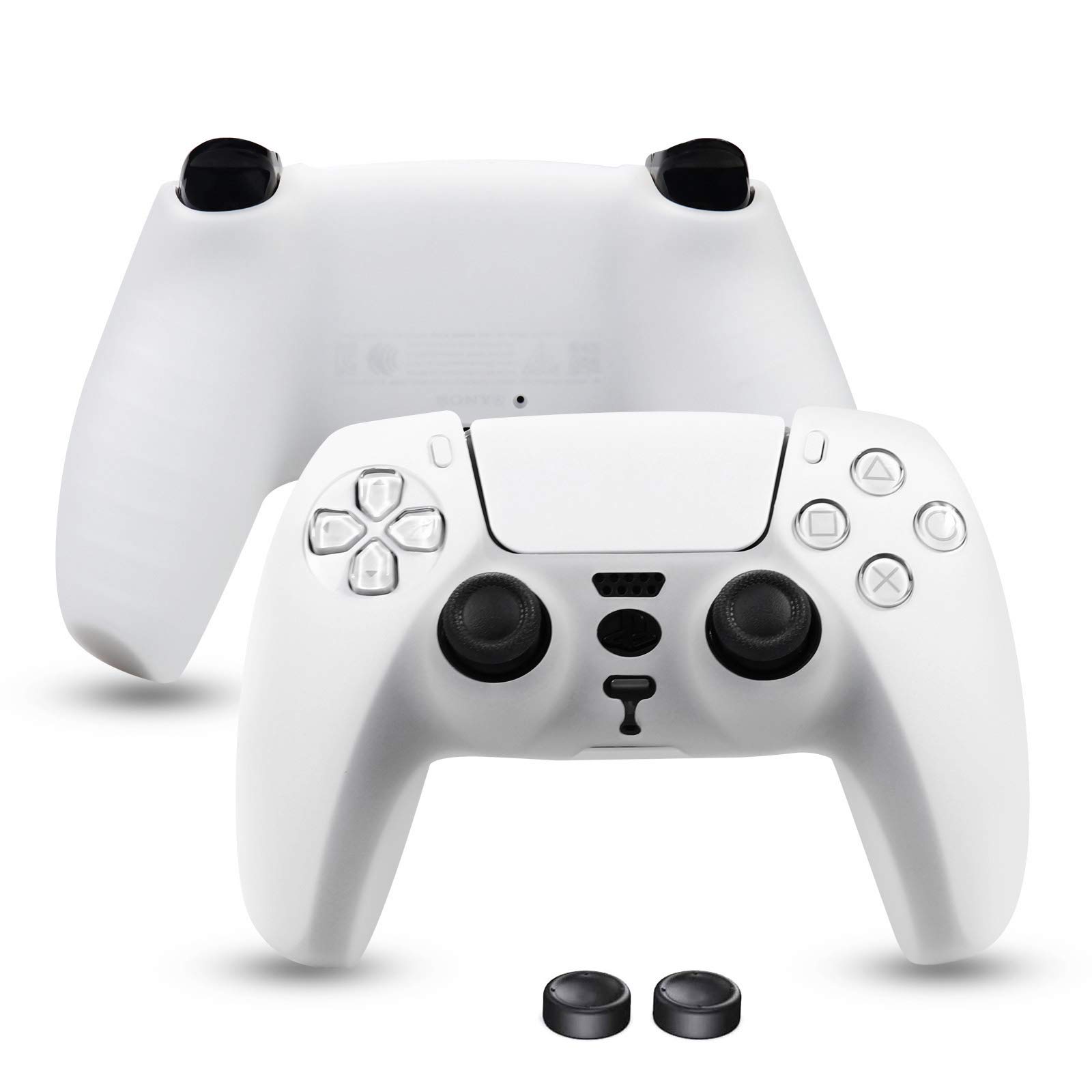 PS5 Controller Skin, Niclogi Anti-Slip Grip Silicone Cover Protector Case for Sony Playstation 5 DualSense Wireless Controller with 2 Thumb Grip Caps (White)