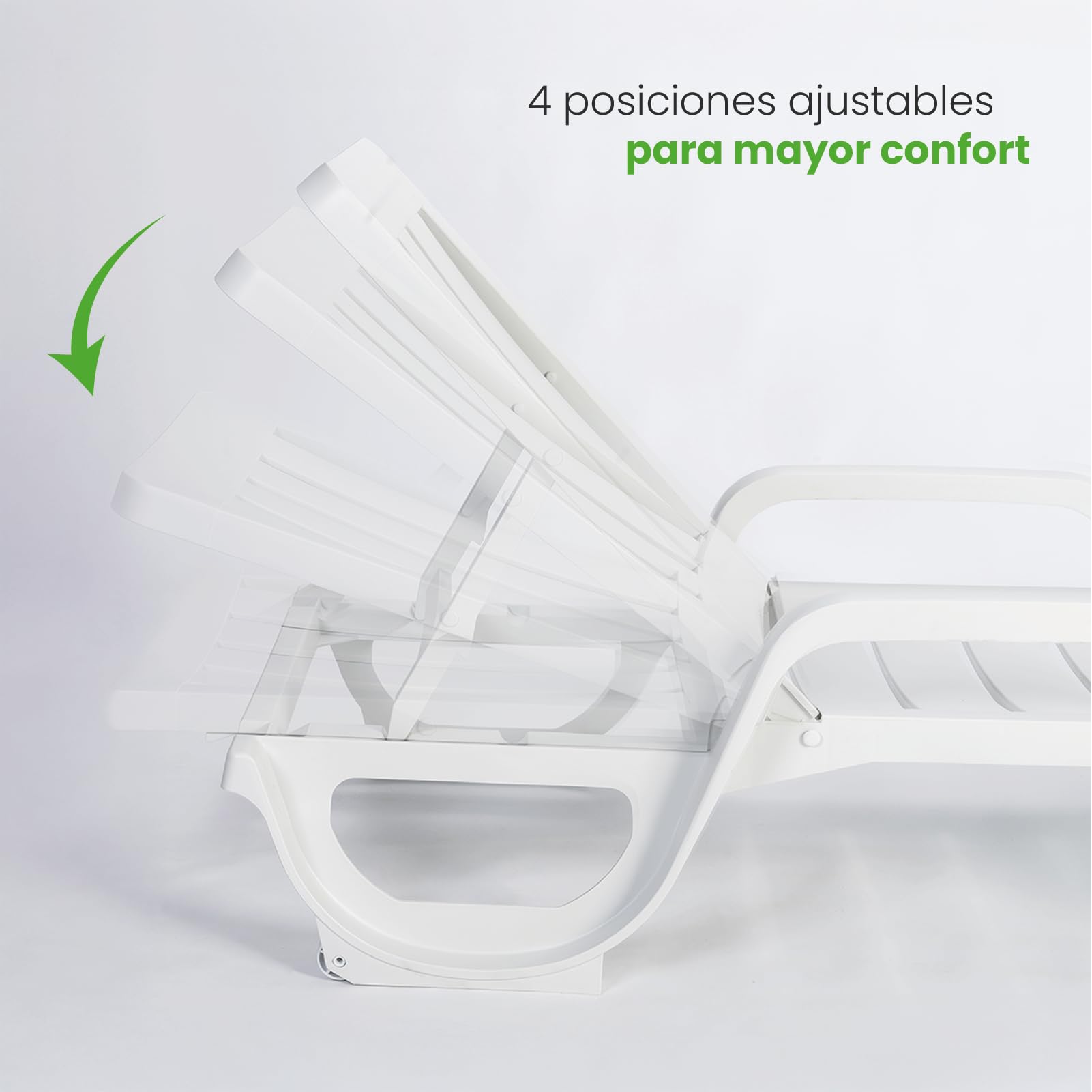 Pack 2 Tumbonas con Reposabrazos y 4 Posiciones. Hamaca Modelo Malibú, Reclinable y Resistente para Playa, Piscina o Jardín.