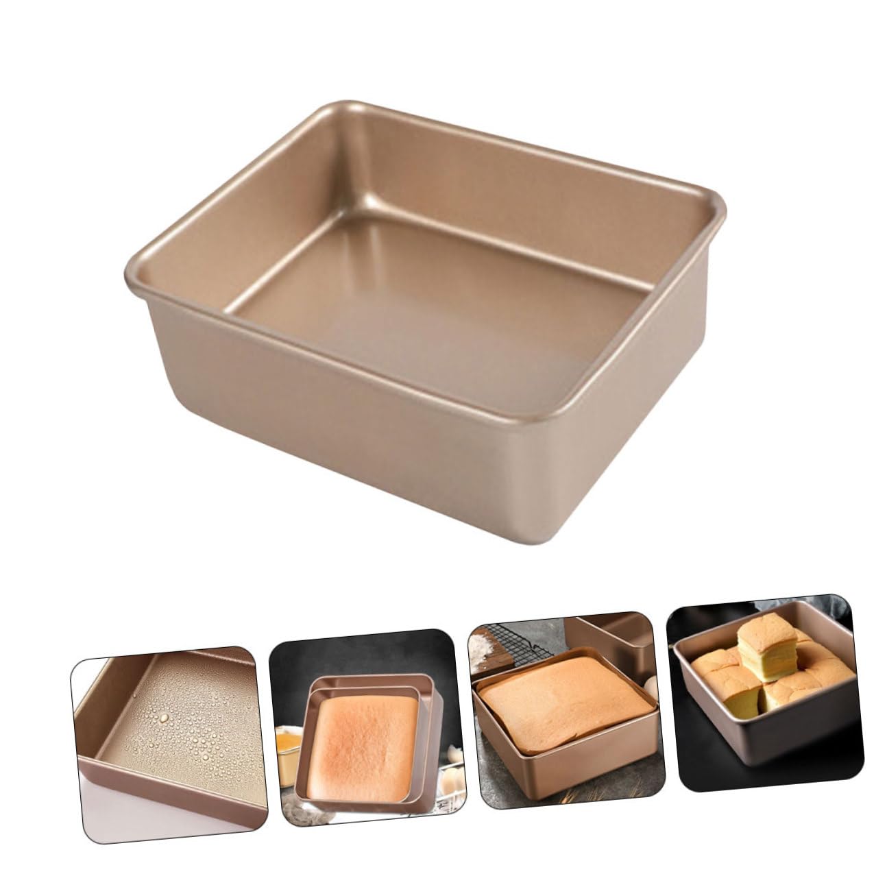 Edelstahl Backform Kuchenform Quadratisch 21X21X8cm Hitzebeständig Antihaft Mehrzweck Backform für Kuchen Käsekuchen Pizza und Snacks