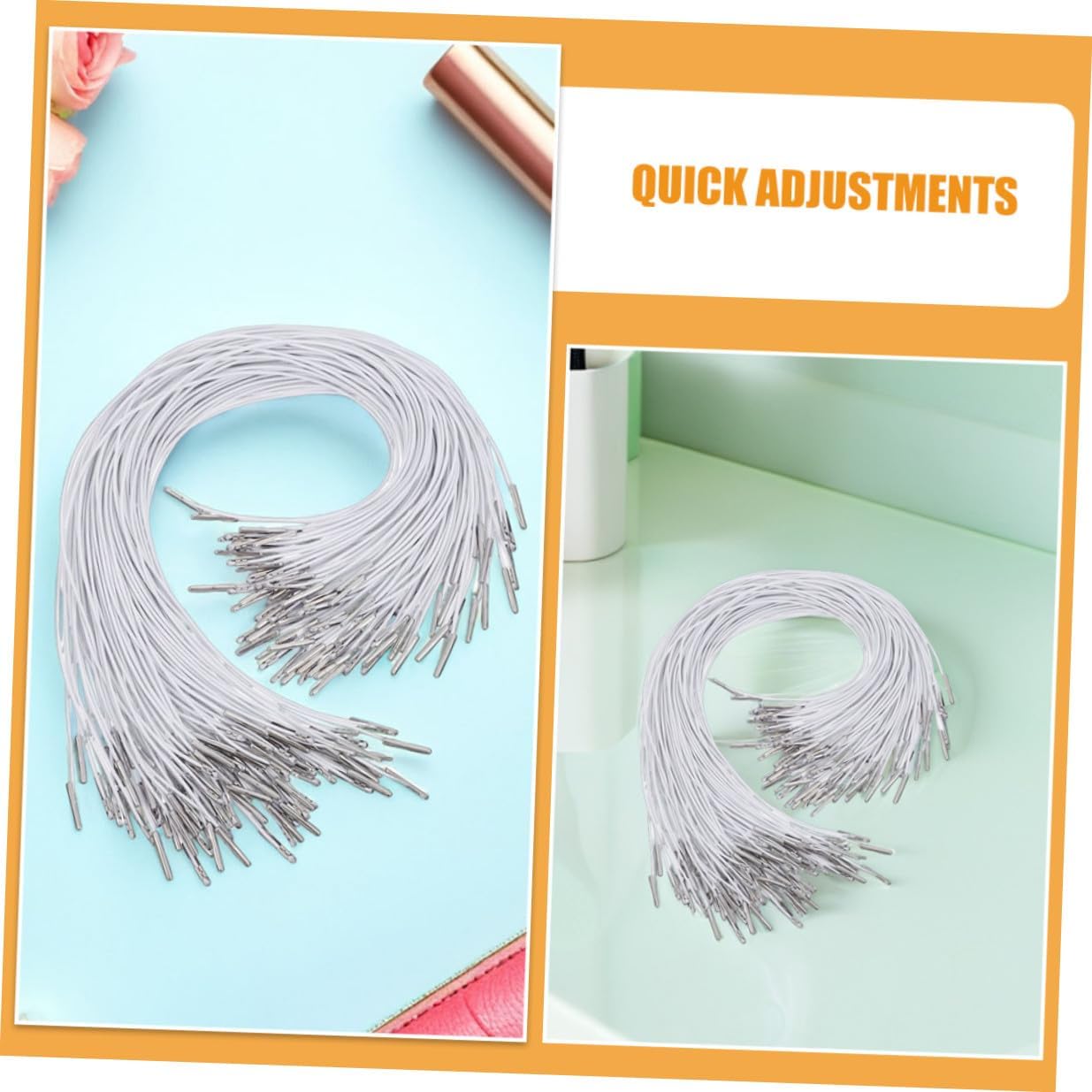 200pcs Gold Elastic Cord with Metal Barbs for DIY Mask Making and Hat Fasteners, Stretch Round String for Sewing, Crafts, and Face Mask Straps