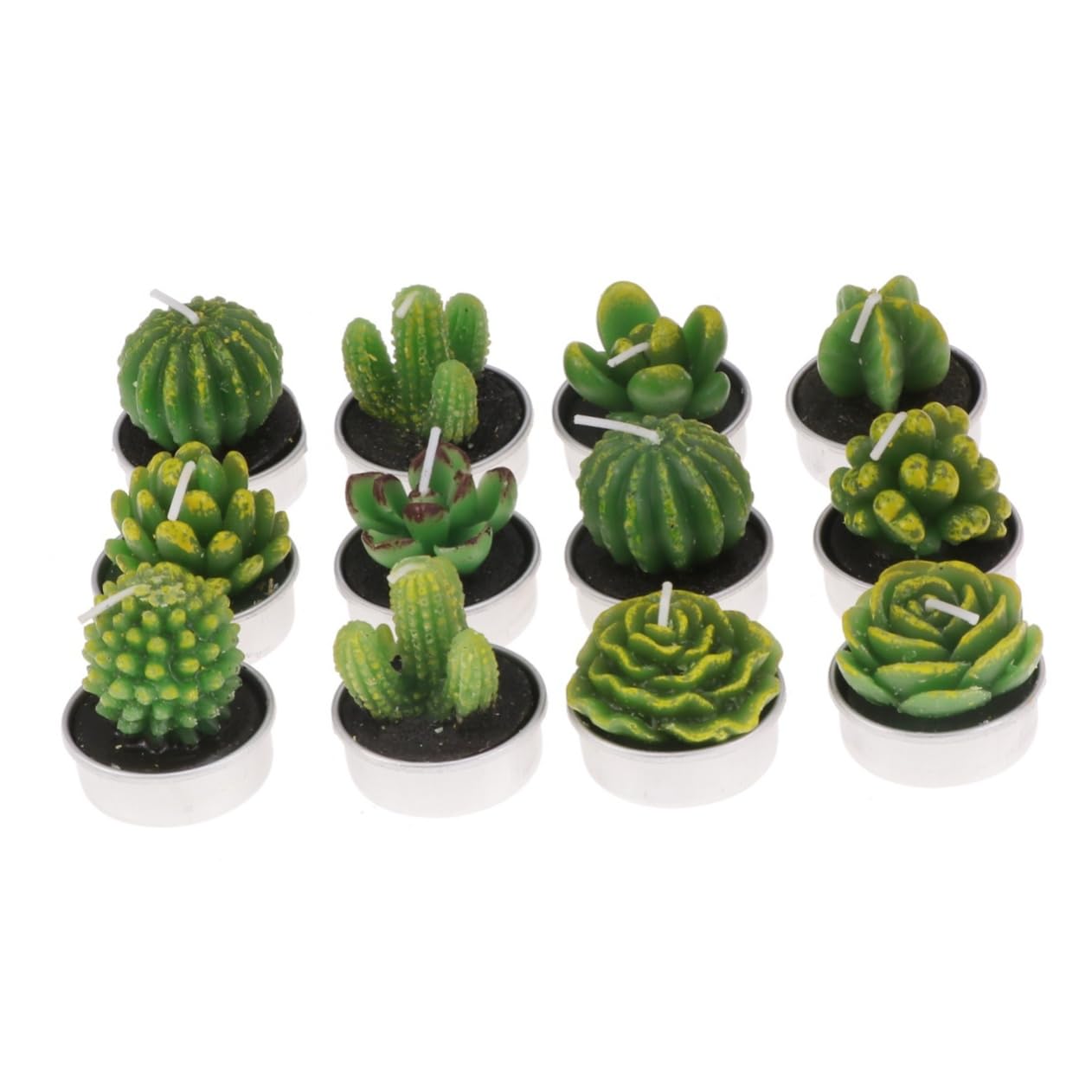 ULDIGI 12pcs Candles Holders Realistic Plant Tealight Decor for Weddings Parties and Home Non-Scented Paraffin Wax for Creating Vivid Atmosphere