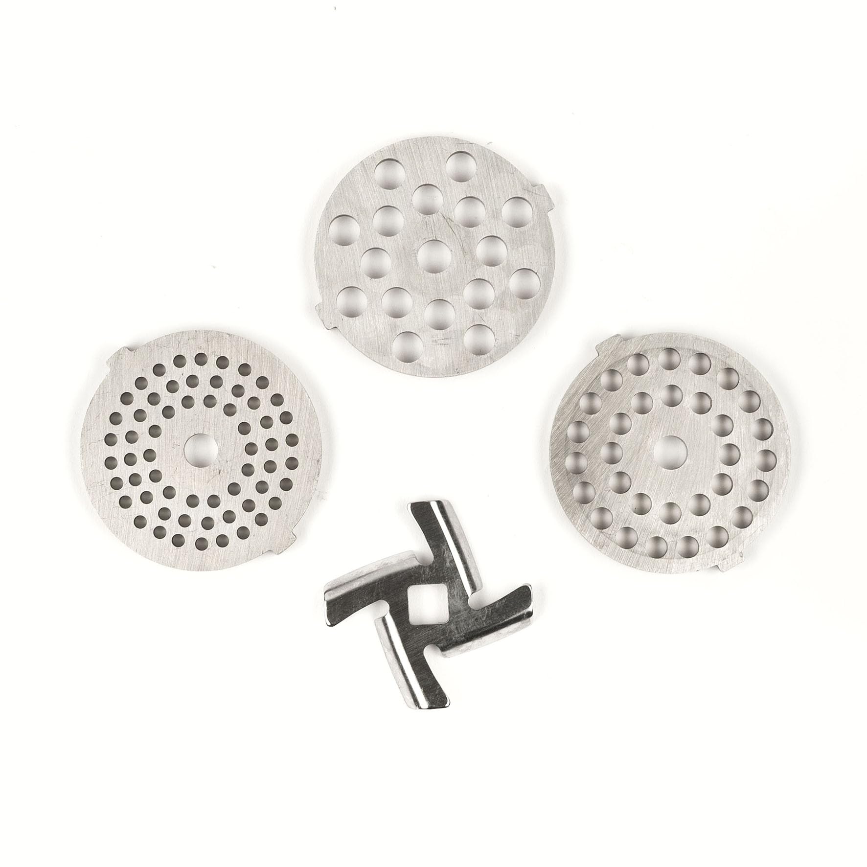 Girmi TR91 Tritacarne, 1400W (max), Motore DC, Funzione Reverse, 1200 g/min, 3 Trafile Inox, Completamente smontabile e facile da pulire, Premicibo, Insaccatore Salsicce e Accessori per Kibbe inclusi.