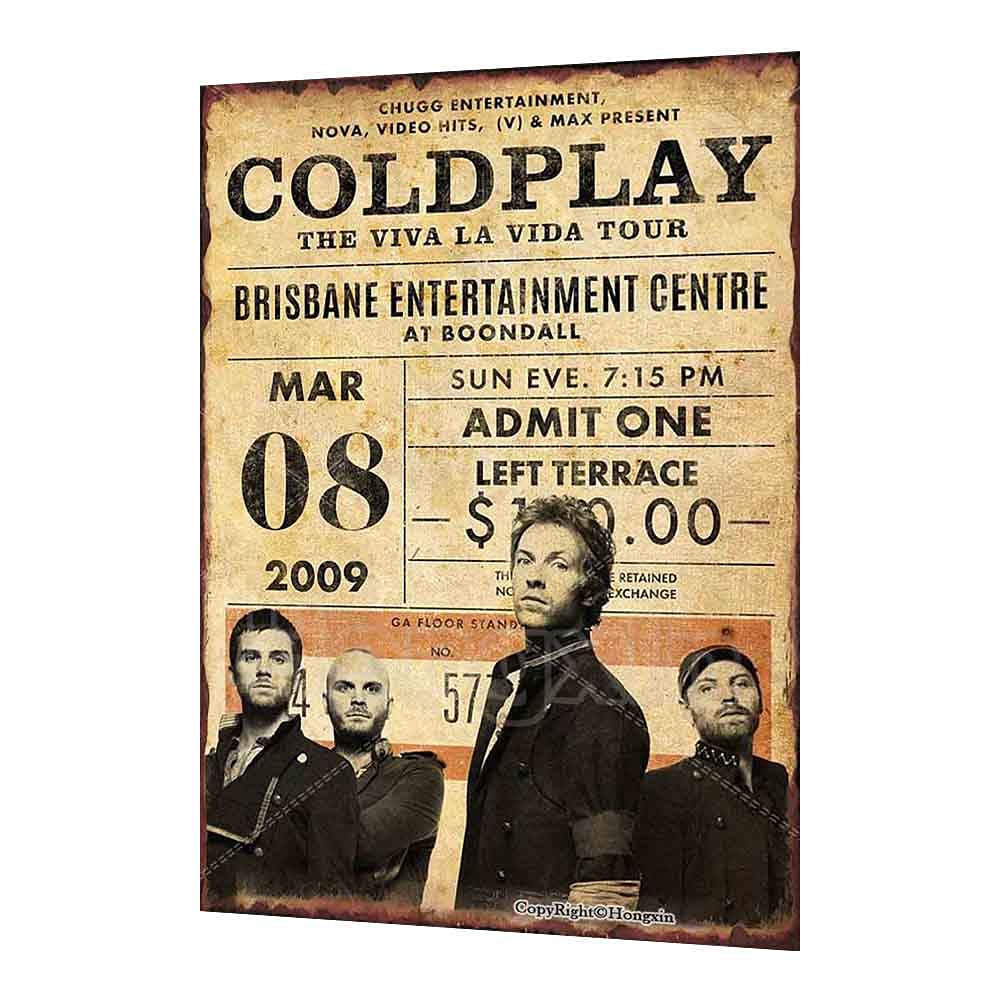 Plaque Métal Rétro HONGXIN – Coldplay Vida Tour – Décoration Murale Vintage 30,5 X 20,3 Cm