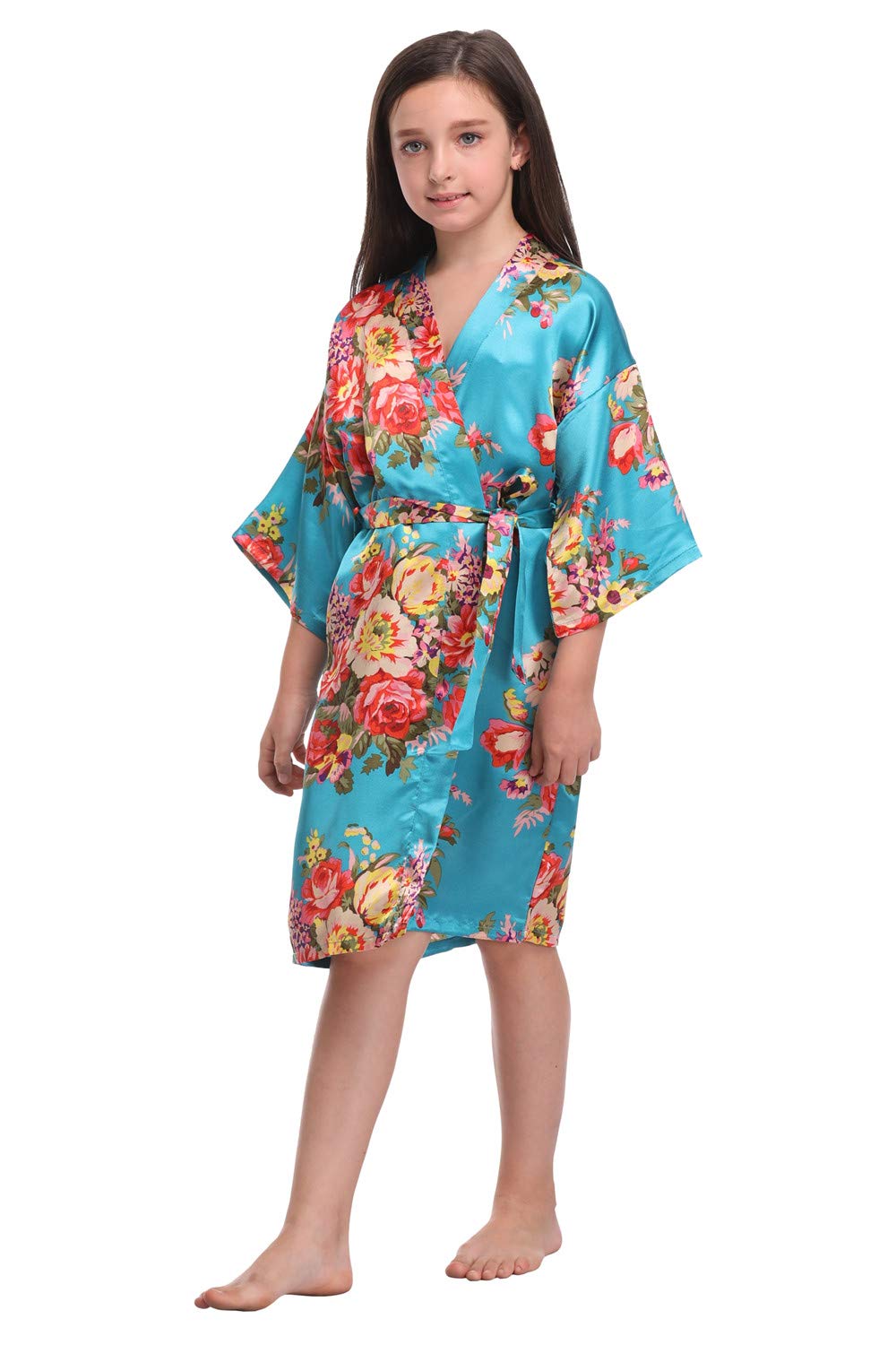 Buy Girls Floral Satin Robes for Spa Party Flower Girl Robes Toddler
