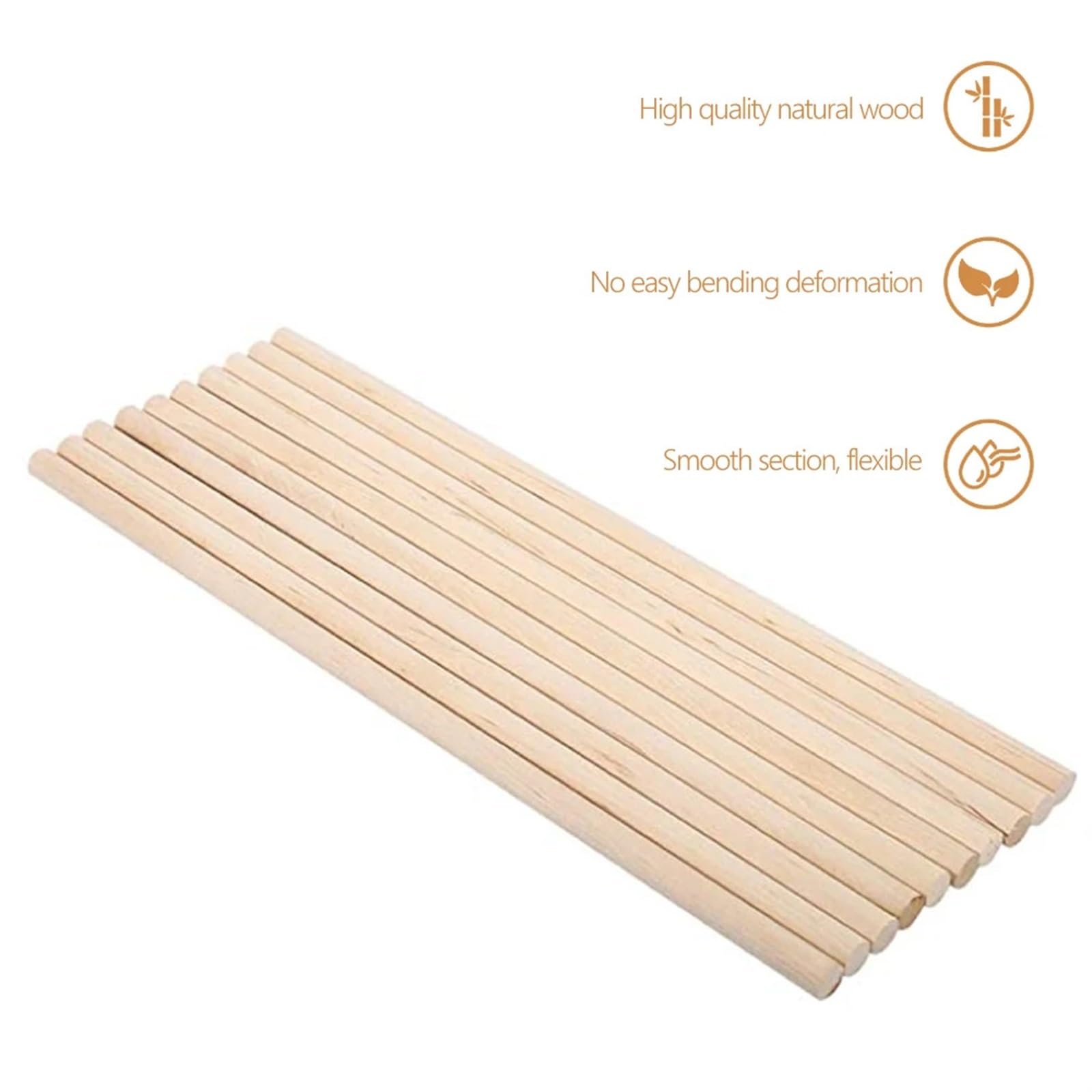 Bâtons en Bois fabriqués à la Main, 10 bâtonnets en Bois de 30 cm Long for Loisirs créatifs, décoration d'arbres à Bonbons, Outils(8mm x 30cm)