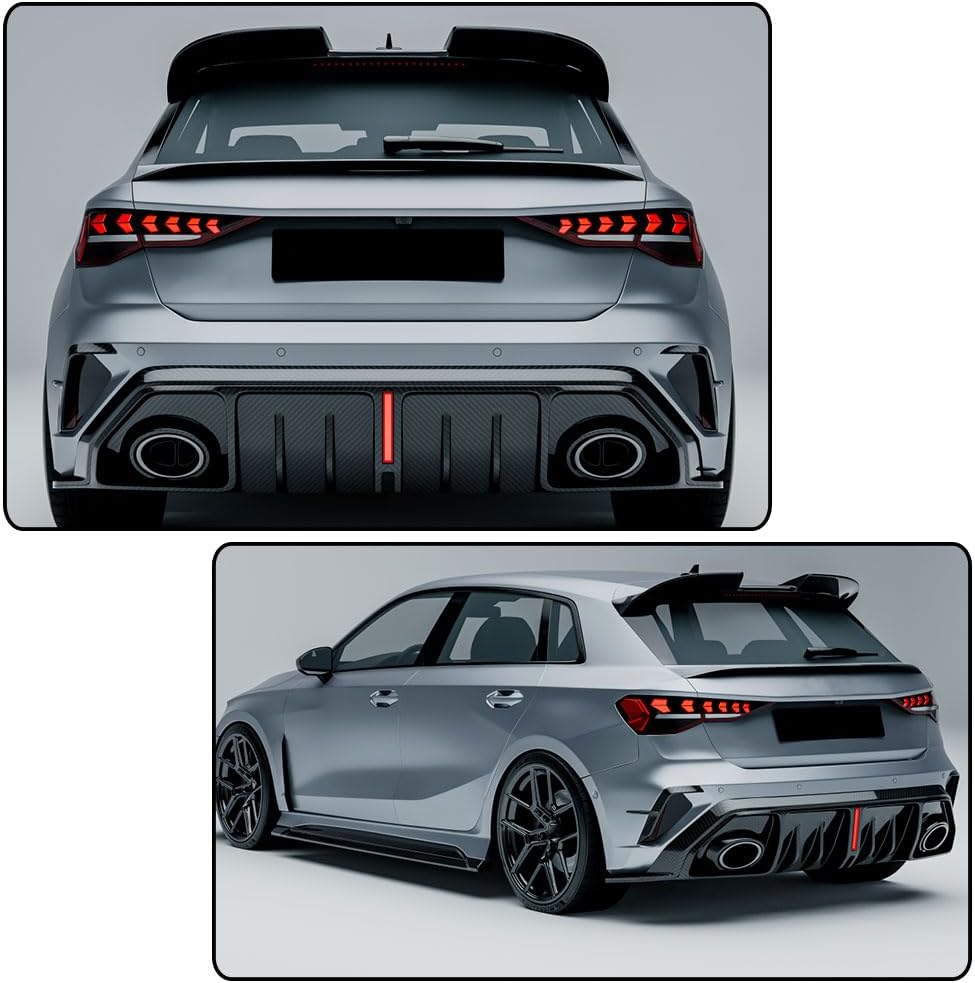Real Carbon Fiber Rear Roof Spoiler Compatible with Audi A3 S3 RS3 Hatchback 2021-2026 Rear Window Spoiler Sport Style DeckLid Lip, Exterior Accessories