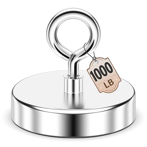 Vista 10 de FINDMAG Imán de pesca de neodimio, fuerza de tracción de 150 libras, imán fuerte con perno de ojo de elevación, imán de tierras raras pesca