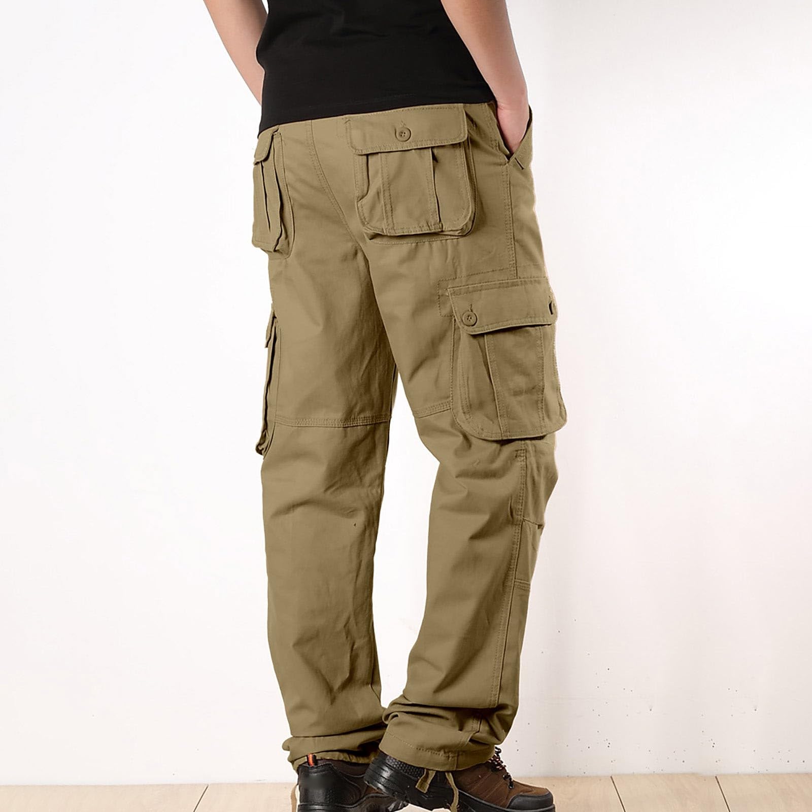 Herren Cargohose Slim Fit Herren-Arbeitshose, Wander-Cargohose, Taschen, Outdoor, Ripstop, mehrere Taschen, atmungsaktive Baumwollhose Langlaufski Set Herren