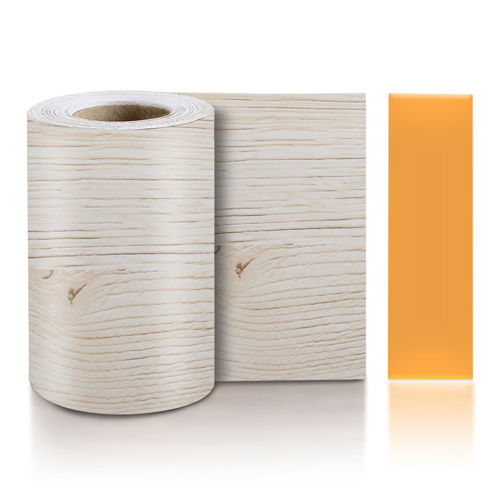 TECDW Wood Tape, 3.9In x 33Ft Self-Adhesive Wood Effect Tape, Woodgrain Edging Tape, Waterproof Wood Grain Repair Tape for Doors, Windows, Wall, Tables, Floors, DIY, Arts & Crafts (White Maple Grain)