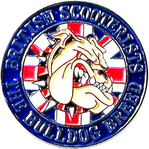 Pin de Metal Esmalte Broche con diseño de British Bulldog en Patinete diseño de la Bandera del Reino Unido