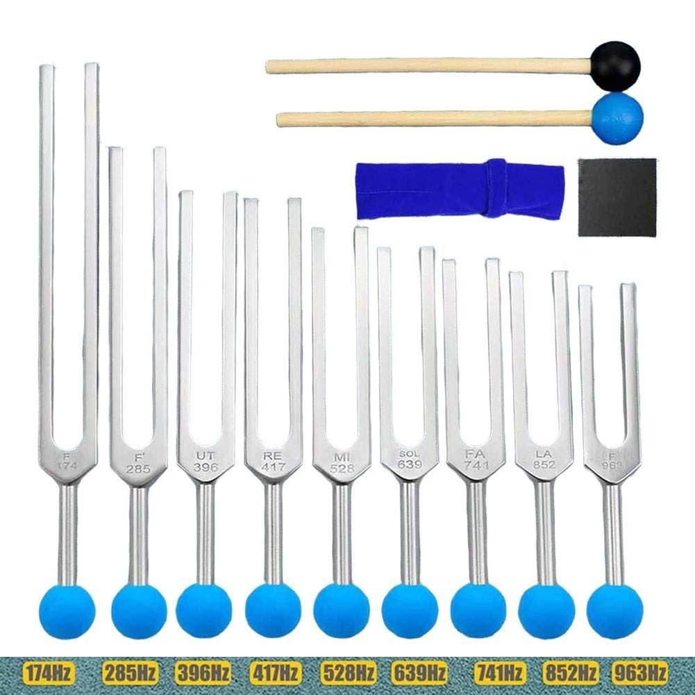 Stimmgabel-Set, 9-teilig, 174 Hz, 285 Hz, 396 Hz, 417 Hz, 528 Hz, 639 Hz, 741 Hz, 852 Hz, 963 Hz, für Heilung, Meditation, Chakra-Therapie