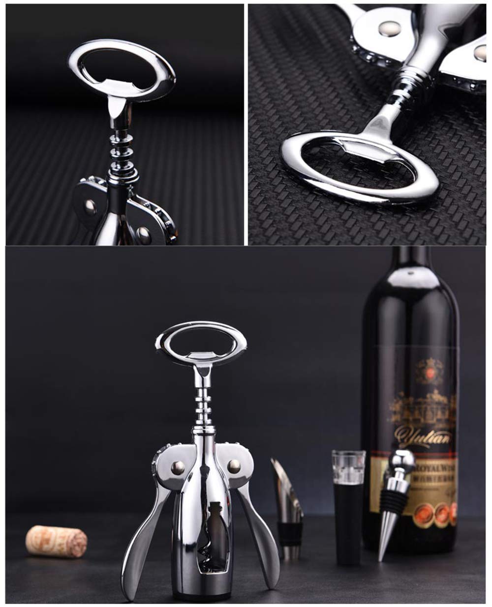 Wein Korkenzieher Set Weinöffner Wein Flaschenöffner mit Folienschneider Weinausgießer Set Geschenkbox Zubehör