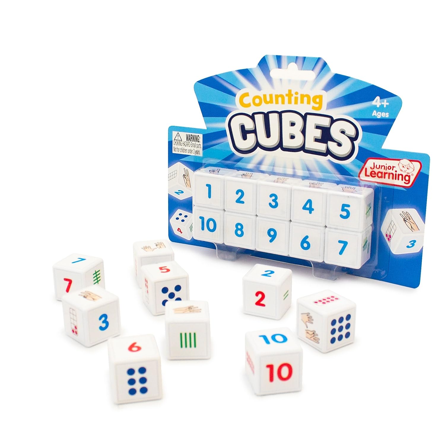 Junior Learning- Ten Learning Juego de Dados para Contar Cubos, Multicolor (JL645)