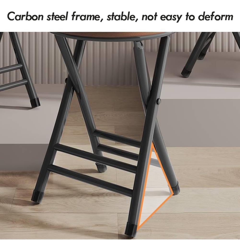 Taburete Plegable de 20.0 in, Silla Plegable sin Respaldo, Asiento Acolchado Redondo de Piel sintética Resistente, Taburete de Bar Alto Plegable para Espacios pequeños, Apartamentos, dormito
