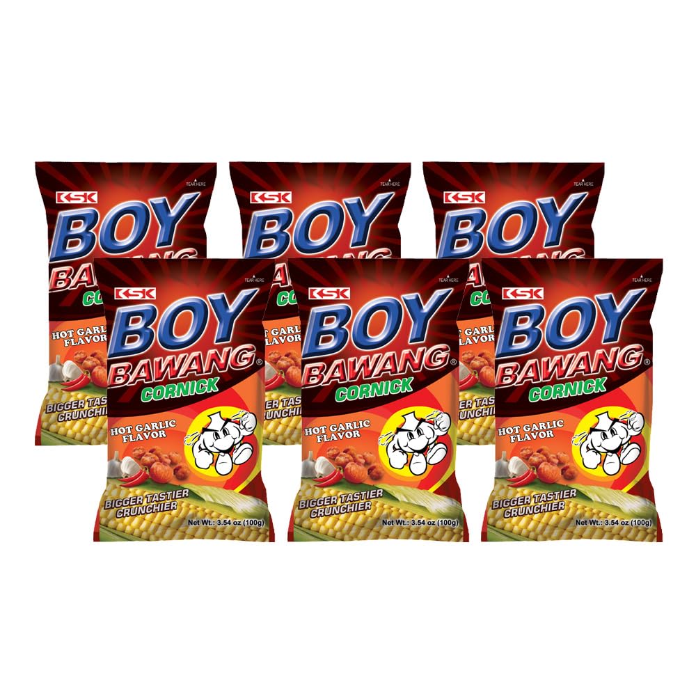 Boy Bawang Cornick Hot Garlic Flavor, 3.54 oz (Pack of 6) by Boy Bawang