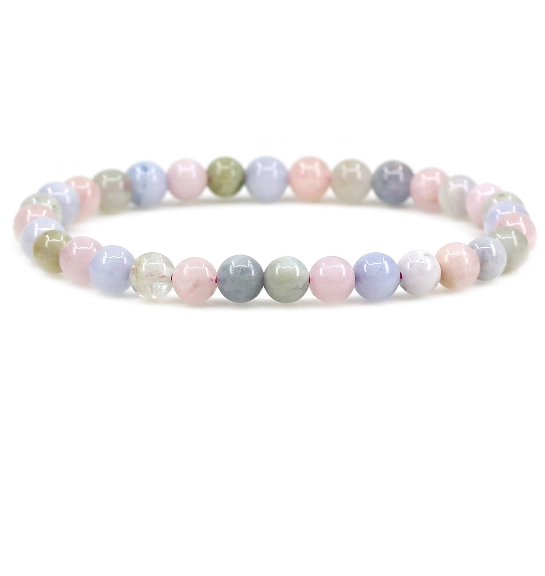 KelenySemi Precious Crystal 6mm Round Beads Rock Yoga Stretch Bracelet 7 Inch Unisex Unisex