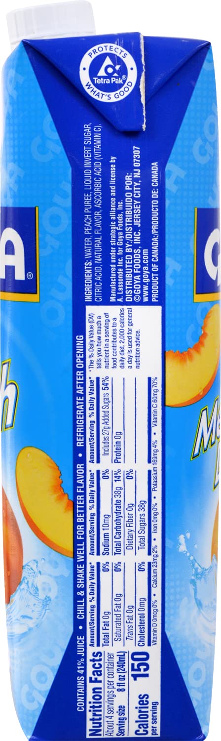 Goya Foods Peach Nectar, 33.8 Fl Oz (Pack of 12)