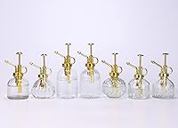 Vista 7 de Botella rociadora de vidrio para plantas, botella de rociador de agua de vidrio transparente de 6.5 pulgadas con bomba superior dorada, regadera