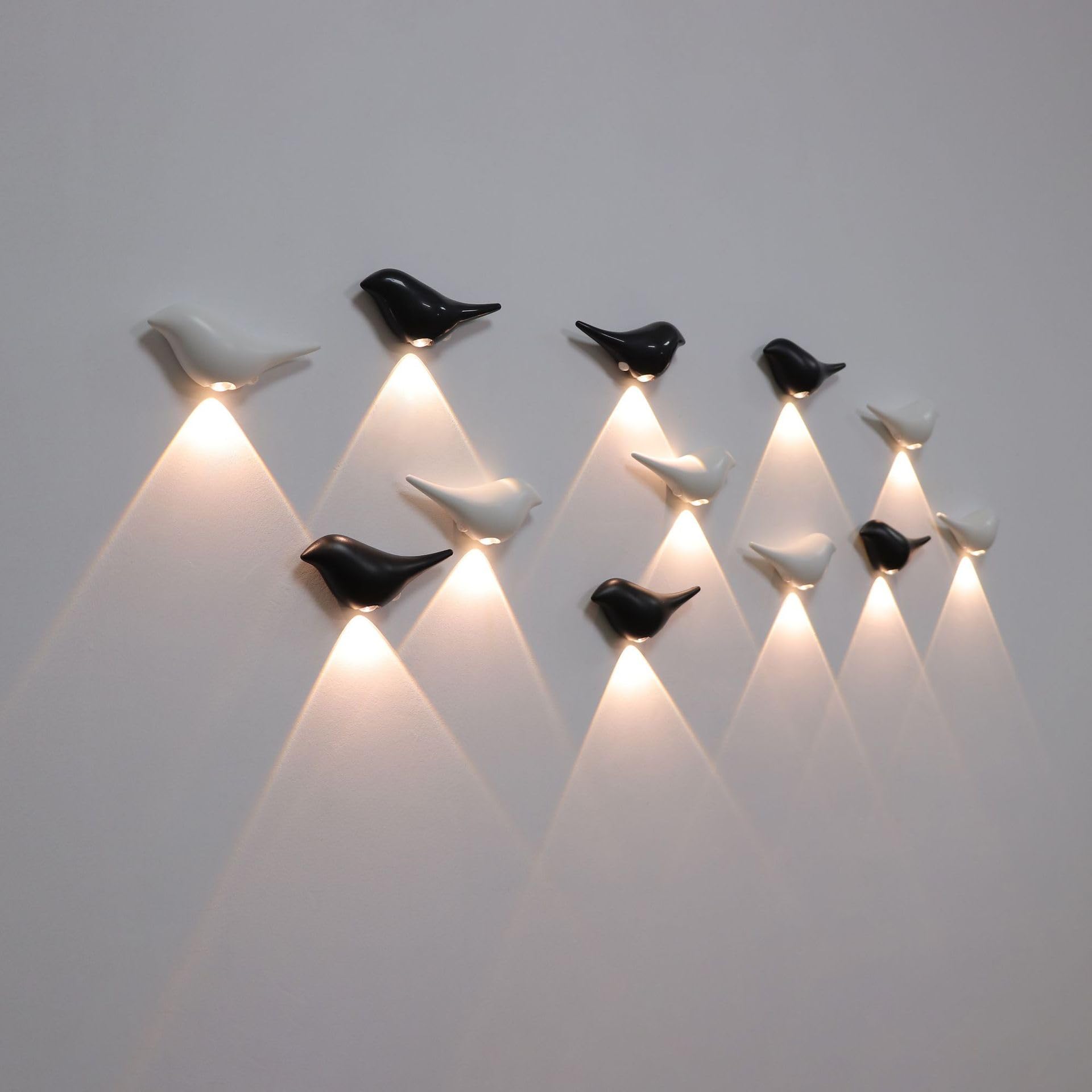 2 Pezzi Lampada da Parete a LED per Interni con Uccello, Luce Senza connessione di Alimentazione con rilevatore di Movimento, Batteria da 1200 mAh, Treppe Ricaricabile Tramite USB,