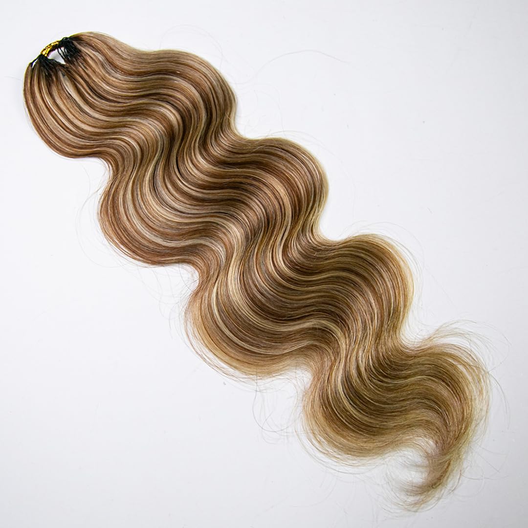 Body Wave Crochet Hair Human Hair Blend #27/30/613 Feather Crochet Human Hair for Miracle Knots 18" 100 Strands