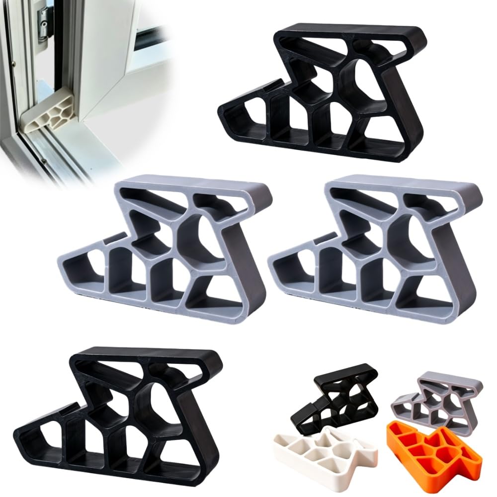 Secure Track Door Stop, Window Balcony Door Stop with Track Lock (4PCS,Black+Grey)