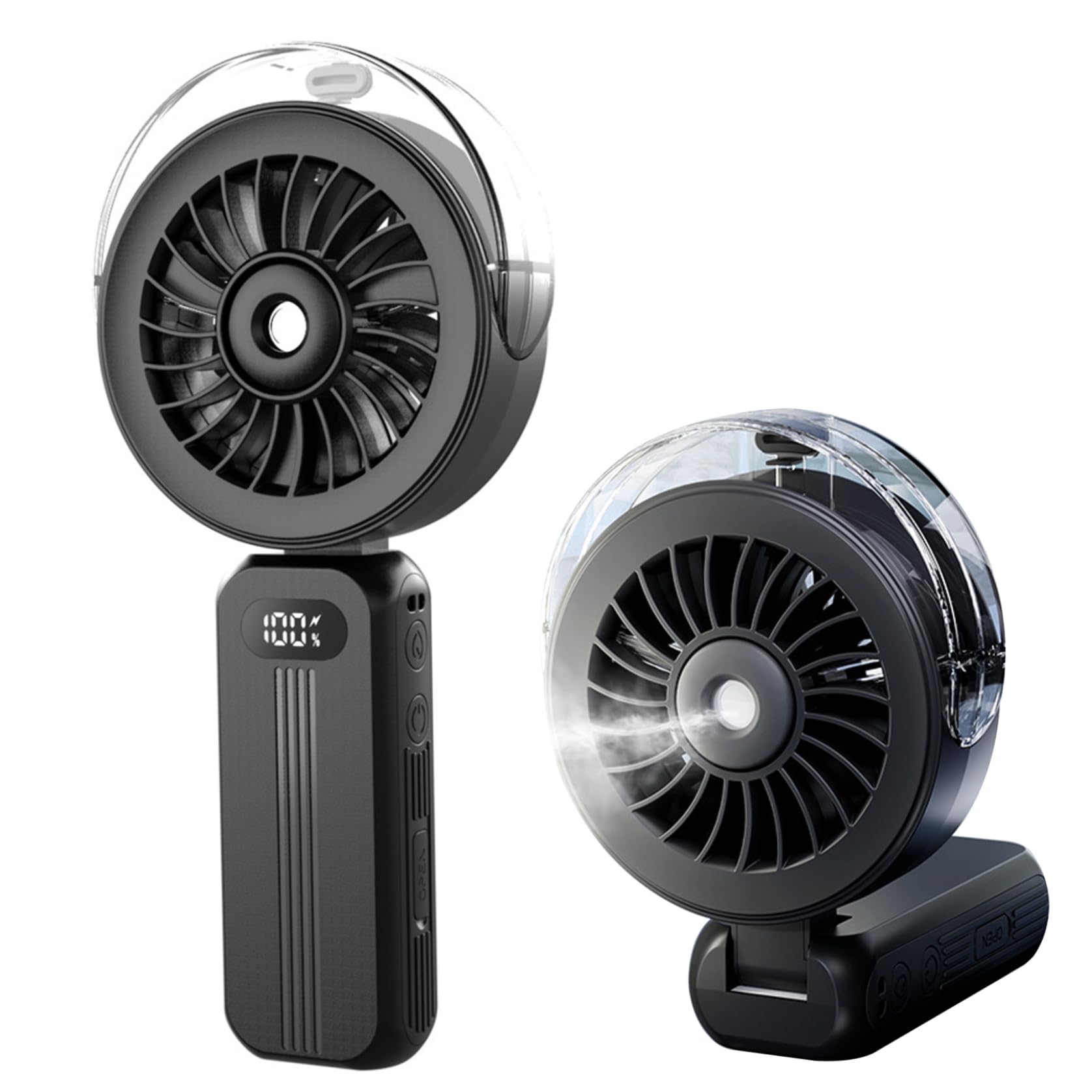 Ventilateur portable avec brume pour un maquillage frais en été lors de vos déplacements