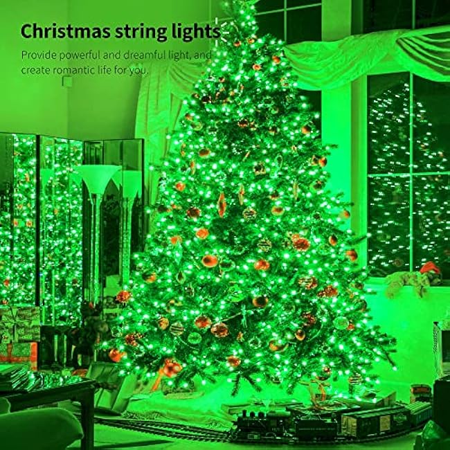 100 LED 33FT Fairy String Lights,Christmas Lights with 8 Lighting Modes,Mini String Lights Plug in for Indoor Outdoor Christmas Tree Garden Wedding Party Decoration-Green
