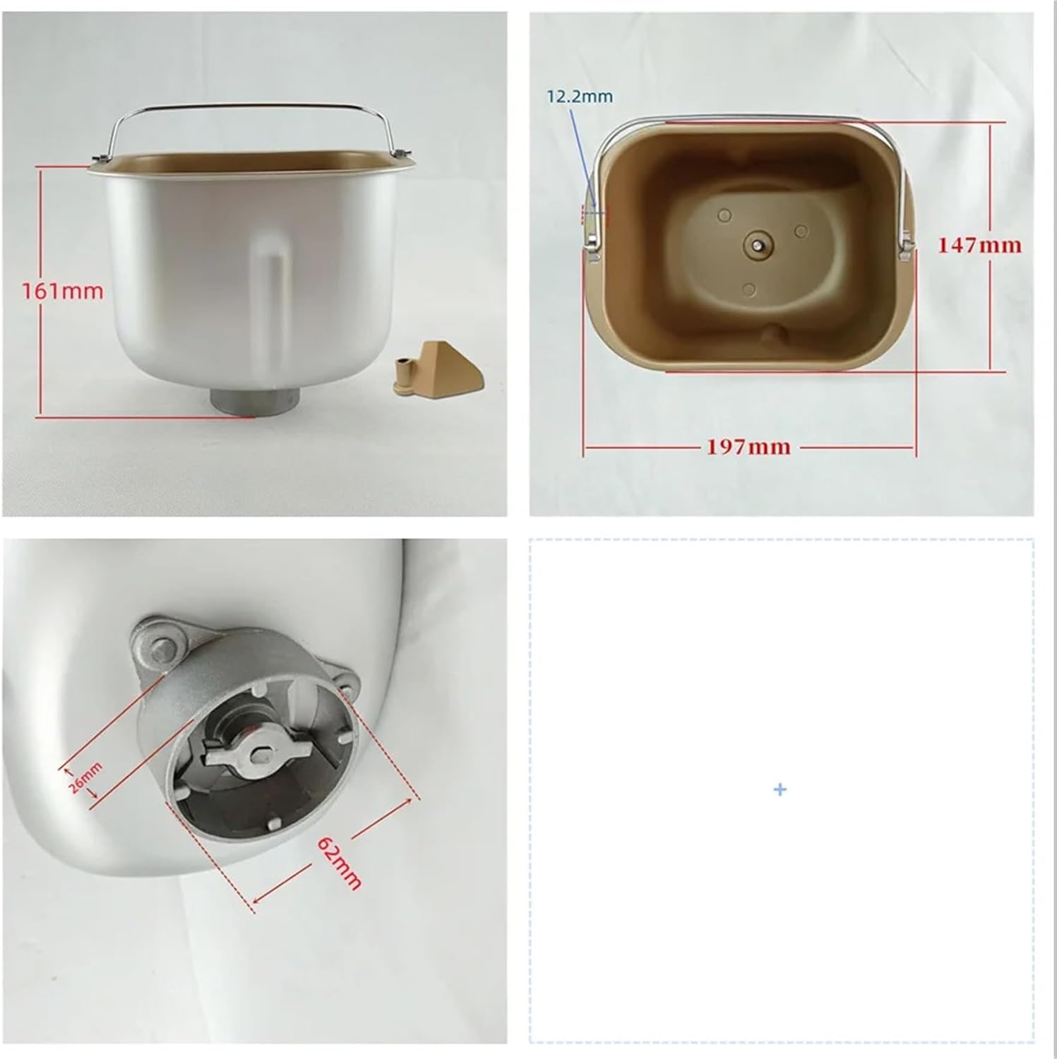 Bread Bucket + Blade，Compatible For Donlim，DL-TM018 BM-1888 BM-1348 BM-1353F DL-T15A /4706W TM018W Bread Maker