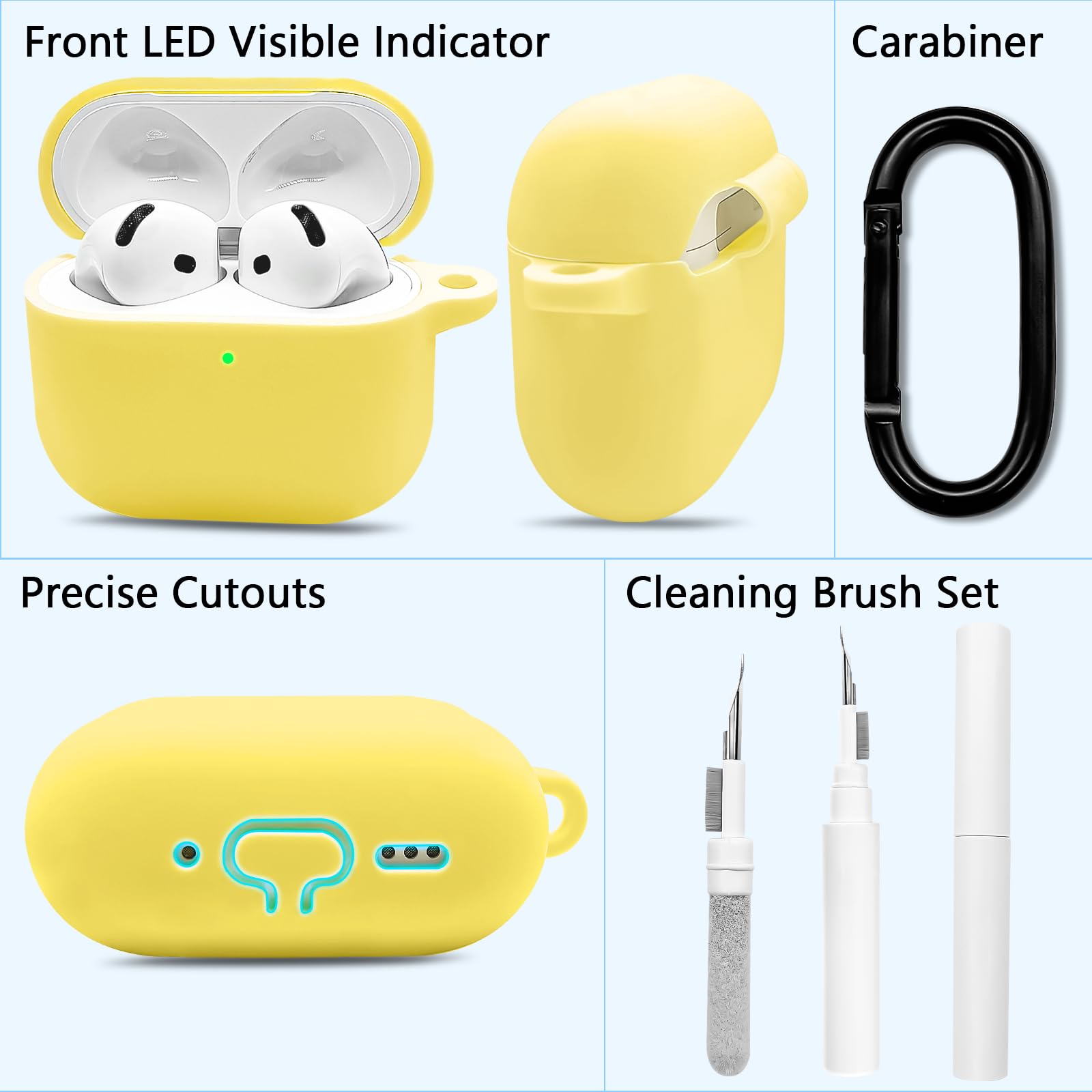 Custodia AirPods 4 Con Portachiavi E Kit Pulizia 3-in-1 – Motivo Rana Divertente