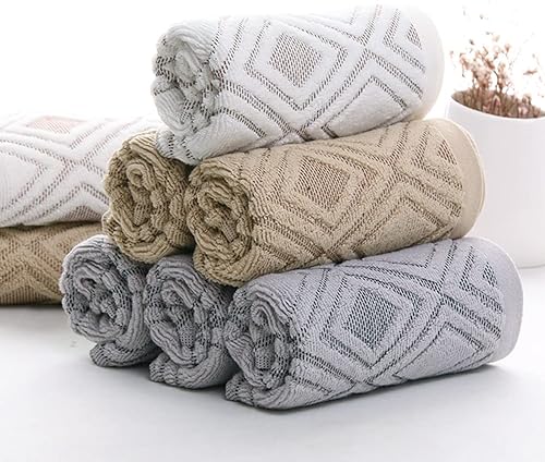 Miniatura 4 de Pidada Juego de 2 toallas de mano con patrón de diamante, 100% algodón, absorbentes, suaves, toallas decorativas para baño, 16 x 26 pulgadas (beige