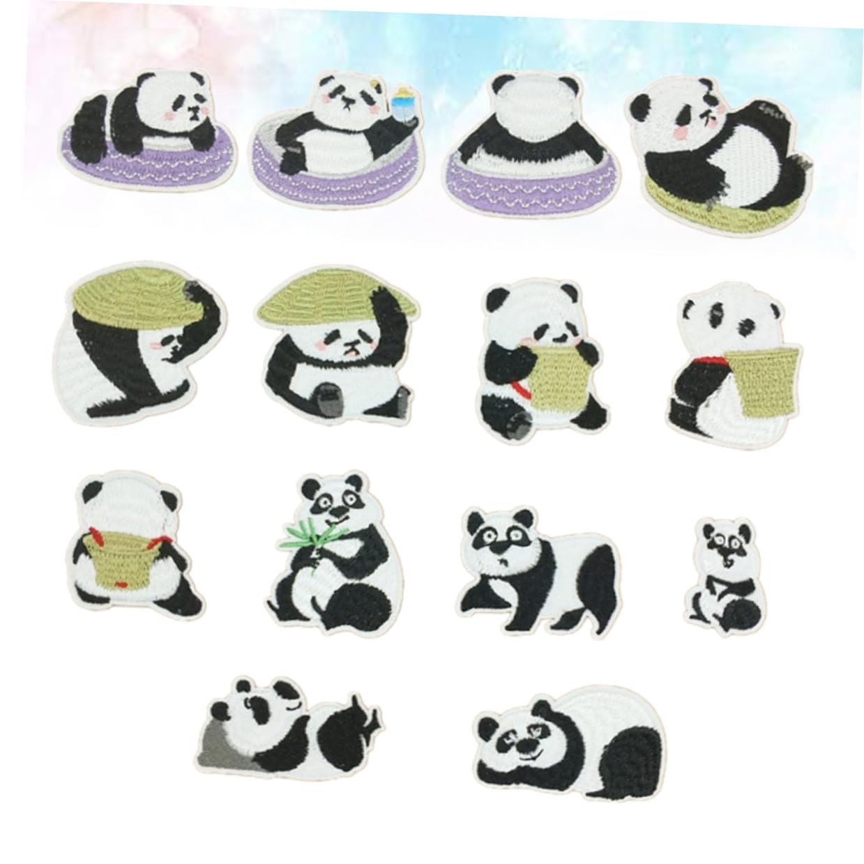 ARTIBETTER 2 Set Toppe Ricamate Panda Per Abbigliamento Set Toppe Termoadesive Per Jeans E Borse Adesivi Decorativi Per Progetti Creativi E Fai Da Te 14 Pezzi * 2