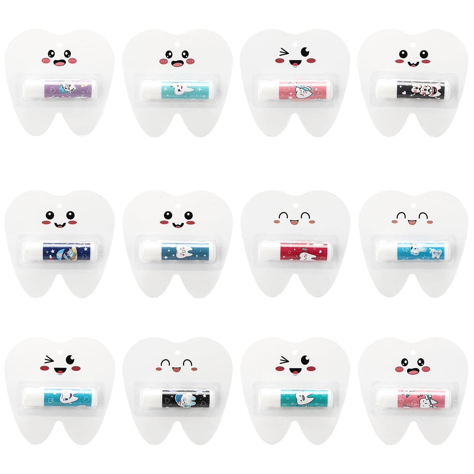 Leelosp 24 Pack Dental Assistant Appreciation Gifts Lip Balm Bulk Teeth Themed Moisturizing Lip Balms Dental Hygiene Gifts for World Oral Health Day Nurse Doctor Staff Coworkers Hospital Office