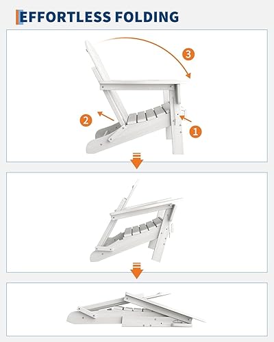 Miniatura 4 de Sillas Adirondack plegables, silla Adirondack plegable de capacidad de 380 libras, material de HDPE, textura de madera natural, sillas para hoguera