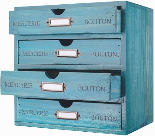 Miniatura 18 de Caja de Almacenamiento de Madera Organizador de Escritorio Rústico con 3 Cajones Accesorios de Escritorio de Oficina Estante Contenedores