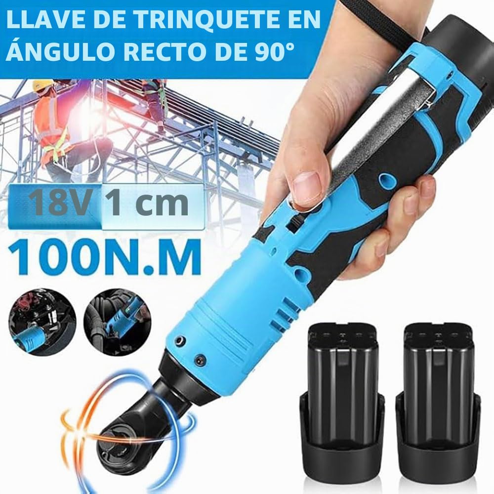 Carraca Electrica,Llave Ruedas Coche,Llaves Fijas Con Carracas,Carraca 3/8, Llave De Impacto Electrica,60 Ft-Lbs(100 Nm) 18 V,2 x 4,0 Ah Batería, 260 Rpm Velocidad Variable (Azul)