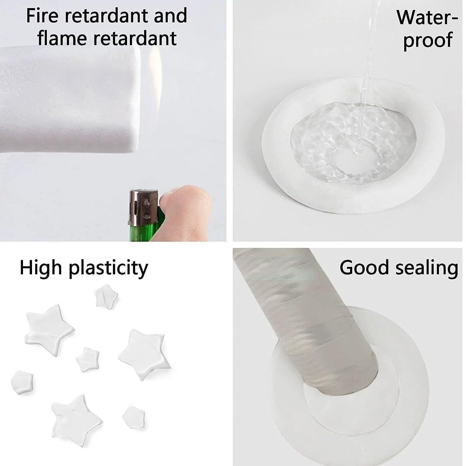 WROPZO Wall Hole Sealing Cement Airs Conditioner Clay Sealant White Sewer Mending Plasticine Waterproof Cements Repair, Fill Holes, Cracks, Gaps and Voids Around Windows, Doors, Pipes,2 Pcs 1
