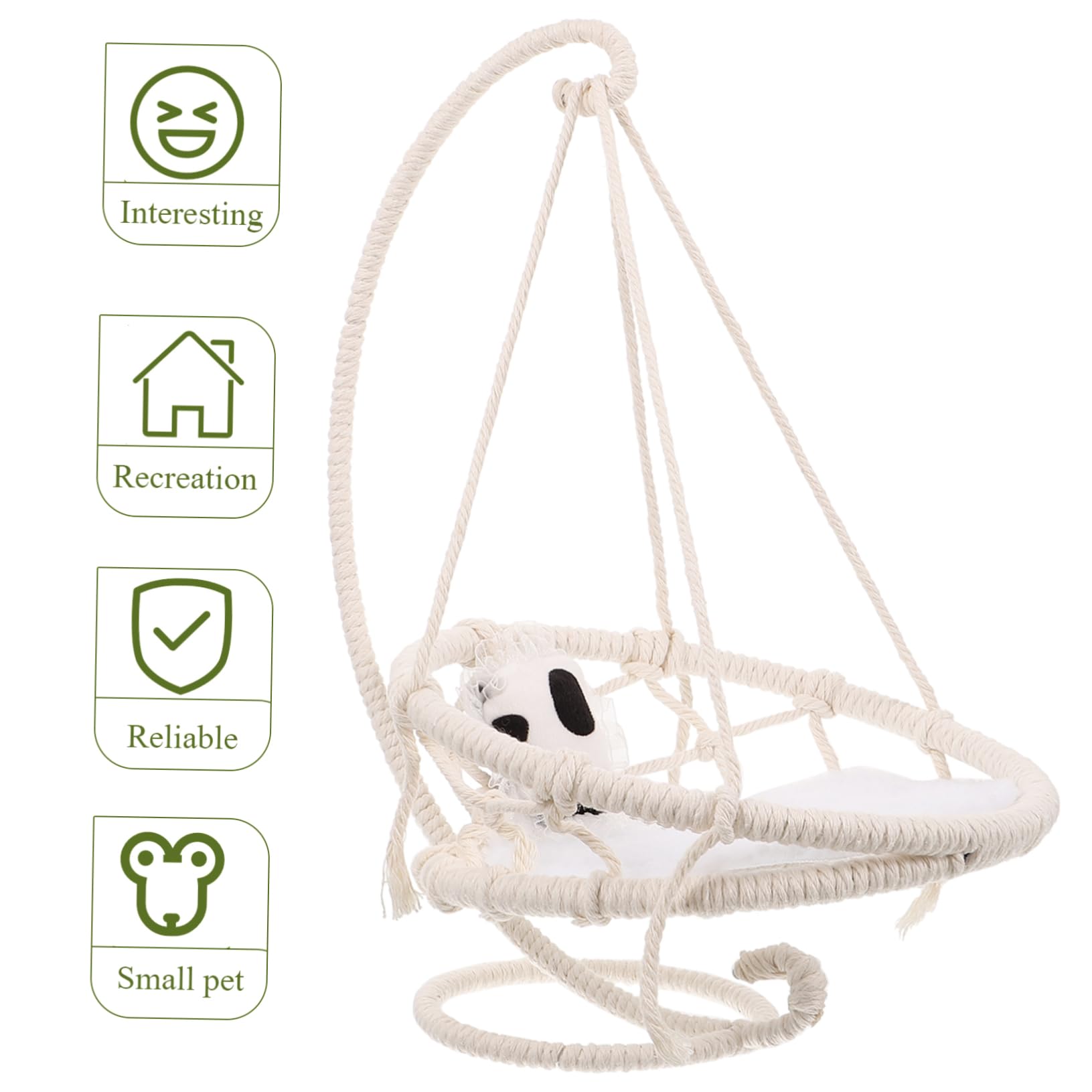 Hängematte in Beige für Kleintiere zum Schlafen und Ausruhen aus Baumwollseil für Meerschweinchen und Frettchen im Käfig