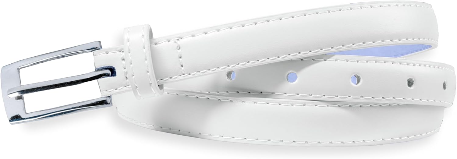 Belle Donne Belt Women, Skinny Dress Belt, Silver Polished Buckle, For Womens Clothes and Fine Dresses, Classy Style - Image 2