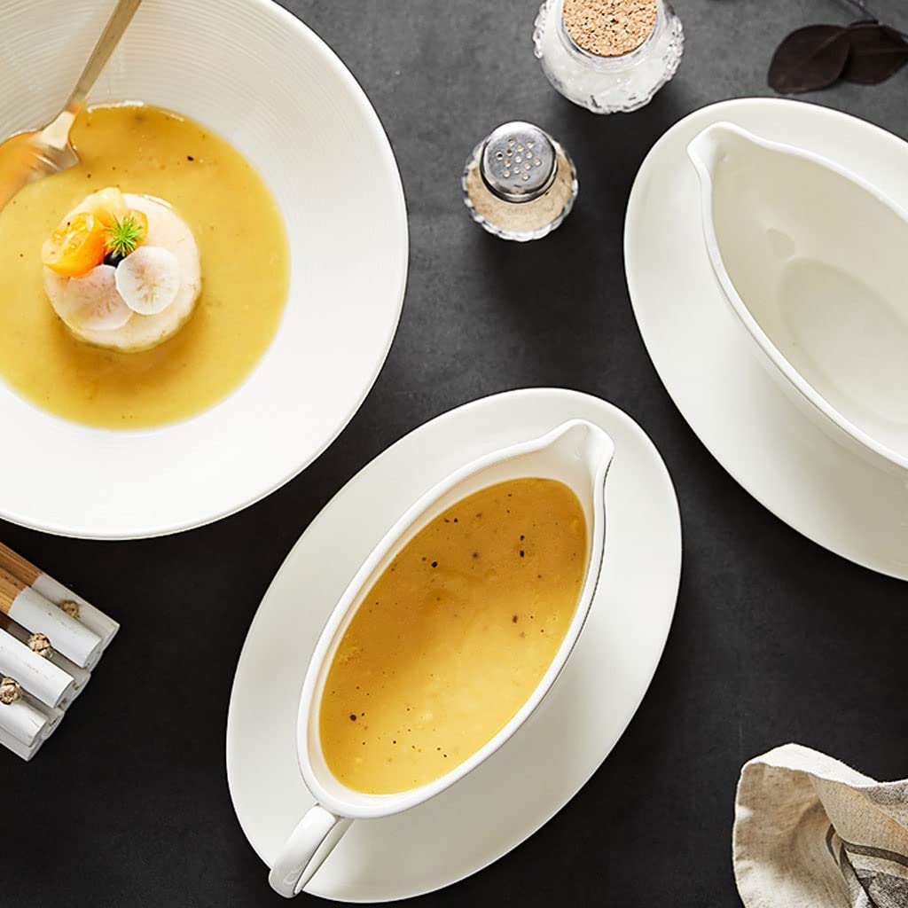Barca per salsa di sugo facile da versare Secchio di succo di ceramica bianca della barca di sugo con piastra western tableware bistecca salsa cottura brocca di latte brocca di latte brocca di latte b