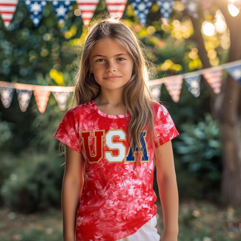 Image of 4th of July Shirts for Girls Patriotic American Flag Kids Clothing